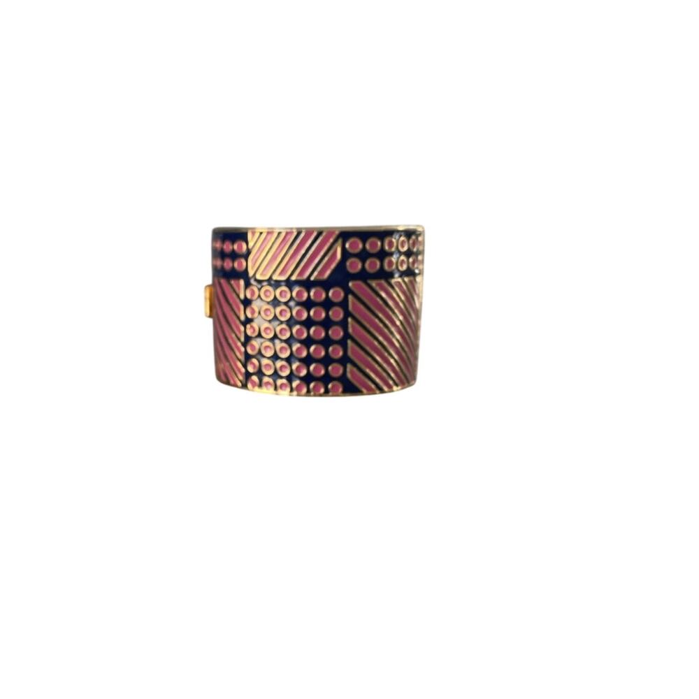 Banana Republic Bracelet Womens Navy Blue Pink Wide Cuff Bangle Fashion Jewelry